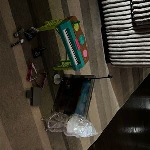 American Girl Doll Music Set with Green and Pink Keyboard
